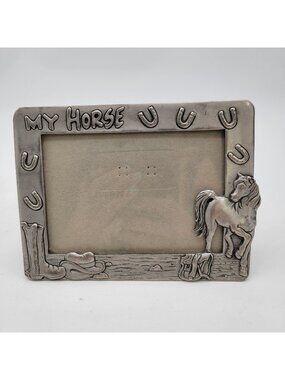 Vintage 1998 My Horse Picture Frame Silver Tone Western Decor